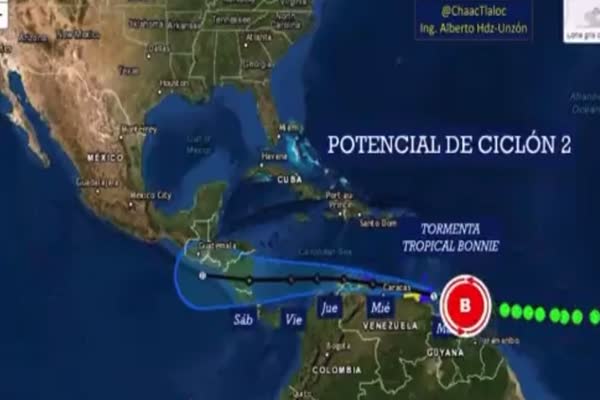 Huracán “Bonnie” podría alcanzar categoría 1 y llegar a Honduras el fin de semana