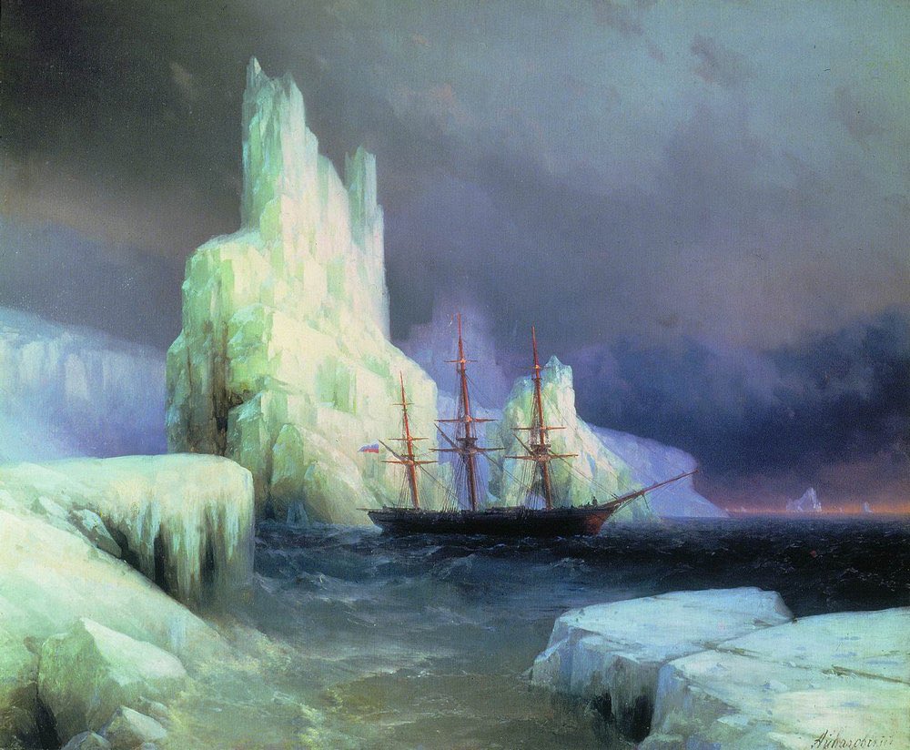 La belleza del día: Icebergs en el Atlantico, 1870, Iván Aivazovski